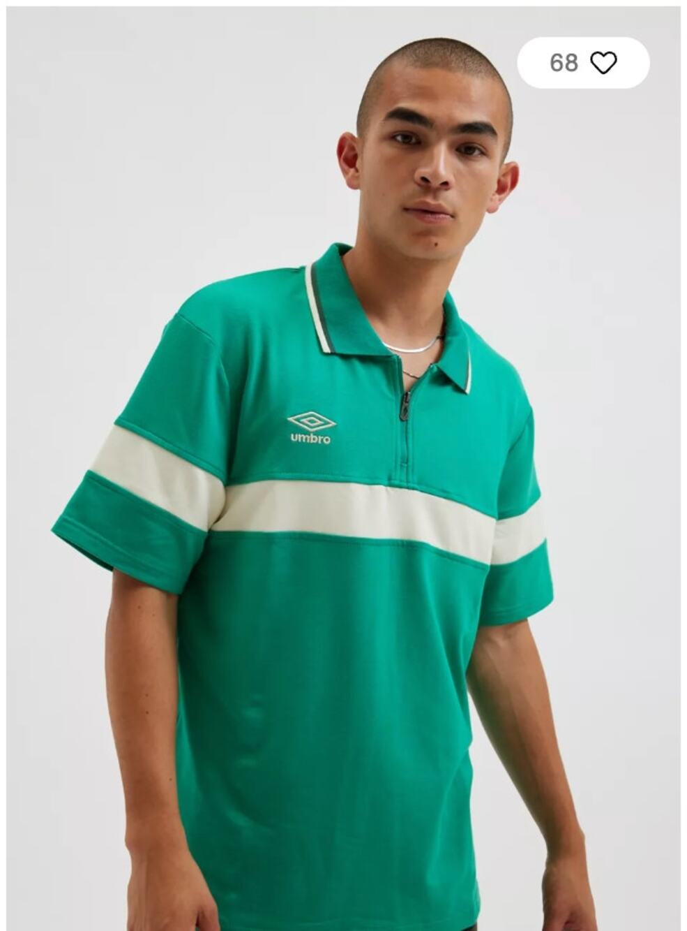 Urban Outfitters Umbro French Terry Quarter Zip Polo Tee Shirt Medium